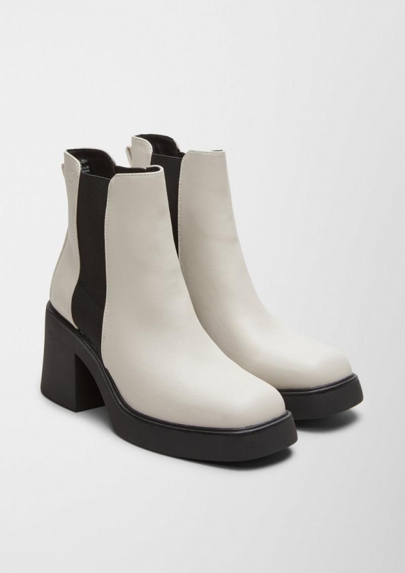 s.Oliver Stiefel mit Blockabsatz - creme s.Oliver Stiefel mit Blockabsatz - creme