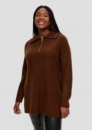 s.Oliver Strickpullover mit Troyer-Kragen - braun s.Oliver Strickpullover mit Troyer-Kragen - braun