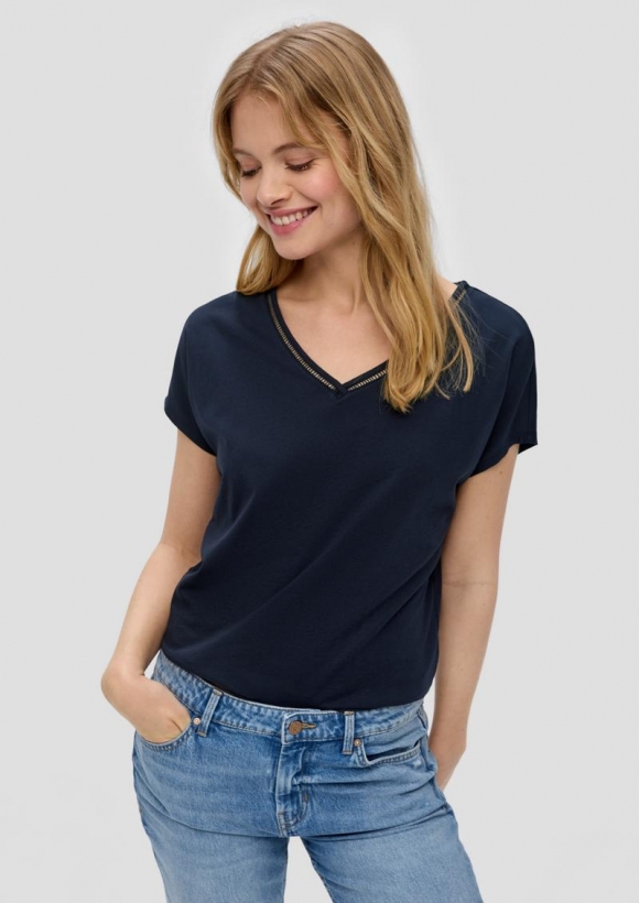 s.Oliver Baumwoll-T-Shirt mit Spitzendetails - navy s.Oliver Baumwoll-T-Shirt mit Spitzendetails - navy