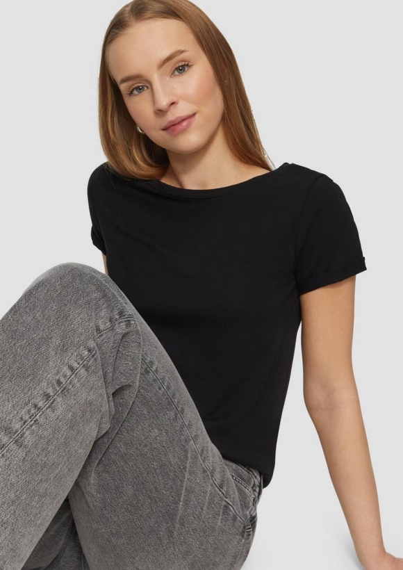 s.Oliver Jerseyshirt mit Crew Neck - schwarz s.Oliver Jerseyshirt mit Crew Neck - schwarz