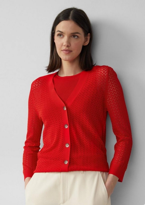 s.Oliver Ajour-Strickjacke aus Viskosemix - rot s.Oliver Ajour-Strickjacke aus Viskosemix - rot