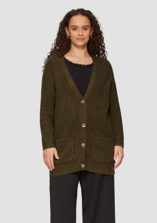 s.Oliver Strickjacke mit aufgesetzten Taschen - tannengrün