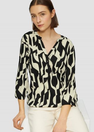 s.Oliver Strukturiertes Blusenshirt mit All-over-Print - schwarz s.Oliver Strukturiertes Blusenshirt mit All-over-Print - schwarz