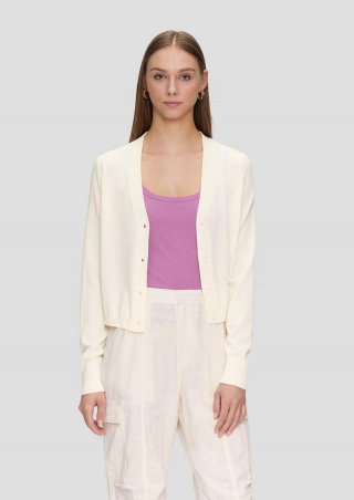 s.Oliver Strickjacke aus Viskosemix mit Rollsaum - creme s.Oliver Strickjacke aus Viskosemix mit Rollsaum - creme