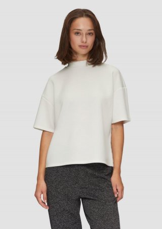 s.Oliver T-Shirt aus Scuba mit Logo-Tape im Relaxed Fit - ecru s.Oliver T-Shirt aus Scuba mit Logo-Tape im Relaxed Fit - ecru
