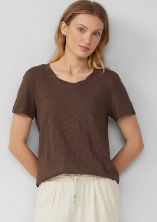 s.Oliver T-Shirt mit Flammgarnstruktur und Ausschnitt-Detail - mokka s.Oliver T-Shirt mit Flammgarnstruktur und Ausschnitt-Detail - mokka