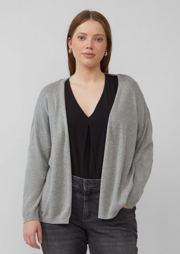 s.Oliver Strickjacke mit überschnittener Schulter - grau meliert s.Oliver Strickjacke mit überschnittener Schulter - grau meliert
