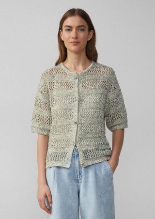 s.Oliver Verkürzte Ajour-Strickjacke mit Glitzereffekt - hellbraun s.Oliver Verkürzte Ajour-Strickjacke mit Glitzereffekt - hellbraun