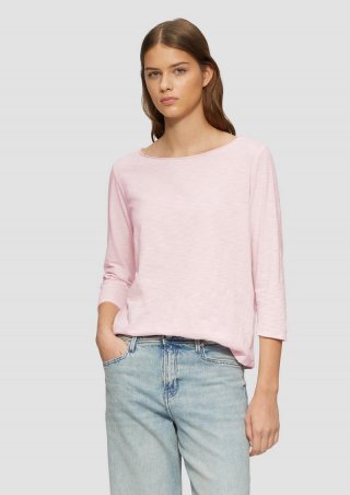 s.Oliver Shirt mit Flammgarnstruktur und 3/4-Ärmeln - zartrosa
