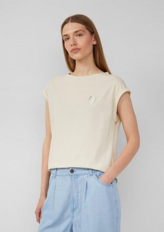 s.Oliver Relaxed-Fit-Shirt mit Print und überschnittenen Schultern - beige s.Oliver Relaxed-Fit-Shirt mit Print und überschnittenen Schultern - beige