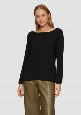 s.Oliver Fließendes Blusenshirt mit U-Boot-Ausschnitt - schwarz s.Oliver Fließendes Blusenshirt mit U-Boot-Ausschnitt - schwarz