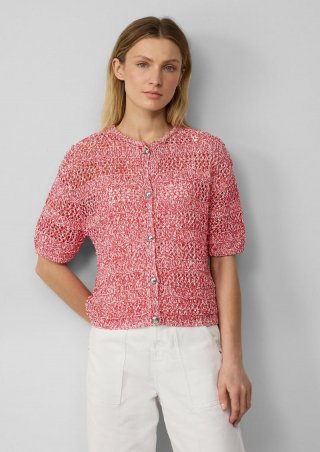 s.Oliver Verkürzte Ajour-Strickjacke mit Glitzereffekt - preiselbeere s.Oliver Verkürzte Ajour-Strickjacke mit Glitzereffekt - preiselbeere
