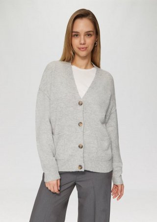 s.Oliver Flauschiger Cardigan mit Knöpfen - grau meliert s.Oliver Flauschiger Cardigan mit Knöpfen - grau meliert