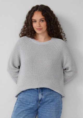s.Oliver Melierter Strickpullover mit Raglanärmeln - grau meliert