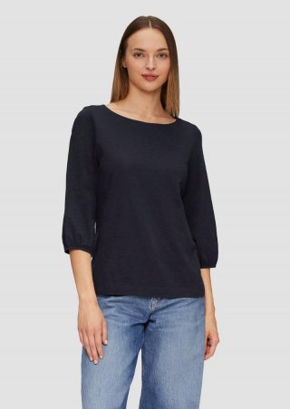 s.Oliver Baumwollshirt mit U-Boot-Ausschnitt - navy s.Oliver Baumwollshirt mit U-Boot-Ausschnitt - navy