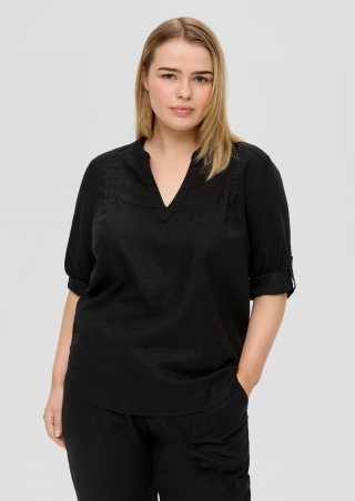 s.Oliver Leinenbluse mit 3/4-Arm und Raffung - schwarz s.Oliver Leinenbluse mit 3/4-Arm und Raffung - schwarz