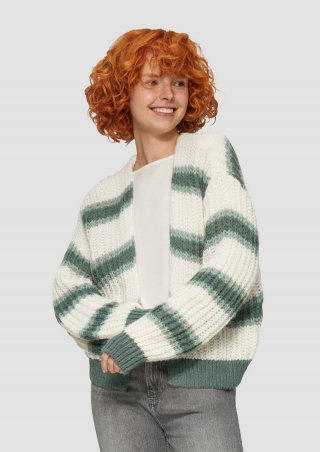s.Oliver Offene Strickjacke mit Blockstreifen - dunkles salbeigrün s.Oliver Offene Strickjacke mit Blockstreifen - dunkles salbeigrün
