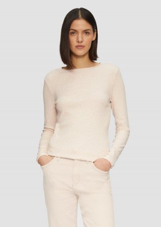 s.Oliver Geripptes Langarmshirt im Slim Fit - beige s.Oliver Geripptes Langarmshirt im Slim Fit - beige