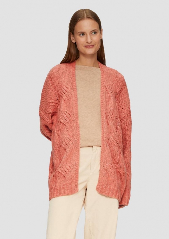 s.Oliver Strickjacke mit Zopfmuster im Relaxed Fit - papaya s.Oliver Strickjacke mit Zopfmuster im Relaxed Fit - papaya