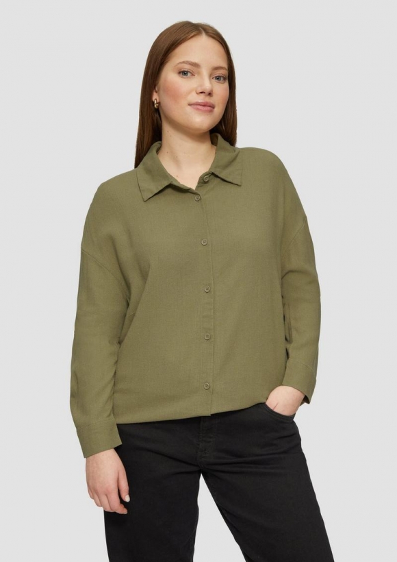 s.Oliver Longbluse aus Leinenmix - olivgrün s.Oliver Longbluse aus Leinenmix - olivgrün