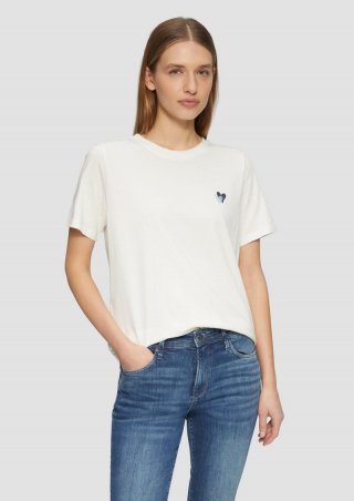 s.Oliver T-Shirt im Relaxed Fit mit Herz-Stickerei - ecru s.Oliver T-Shirt im Relaxed Fit mit Herz-Stickerei - ecru