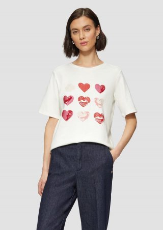 s.Oliver Baumwollshirt im Loose Fit mit Artwork - ecru s.Oliver Baumwollshirt im Loose Fit mit Artwork - ecru