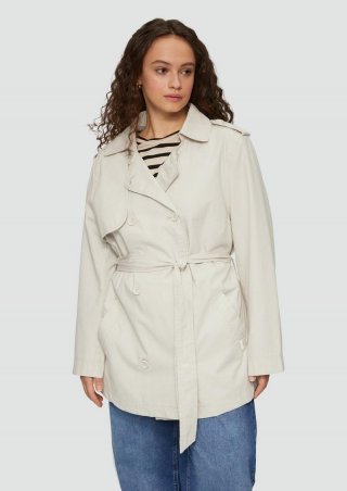 s.Oliver Kurzer Trenchcoat aus Baumwolle mit Gürtel - hellgrau s.Oliver Kurzer Trenchcoat aus Baumwolle mit Gürtel - hellgrau