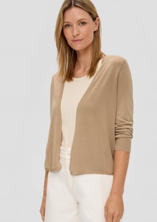 s.Oliver Strickjacke aus Viskose-Stretch mit Rippbündchen - beige s.Oliver Strickjacke aus Viskose-Stretch mit Rippbündchen - beige