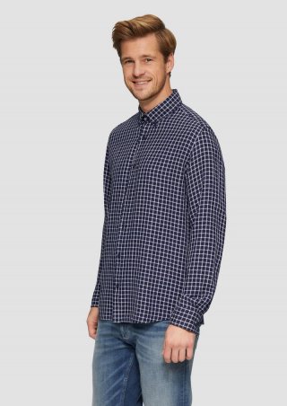 s.Oliver Regular Fit: Strukturiertes Baumwollhemd mit Button-down-Kragen - navy s.Oliver Regular Fit: Strukturiertes Baumwollhemd mit Button-down-Kragen - navy