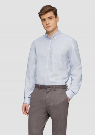 s.Oliver Tailored Fit: Elastisches Baumwollhemd mit Strukturmuster - navy s.Oliver Tailored Fit: Elastisches Baumwollhemd mit Strukturmuster - navy