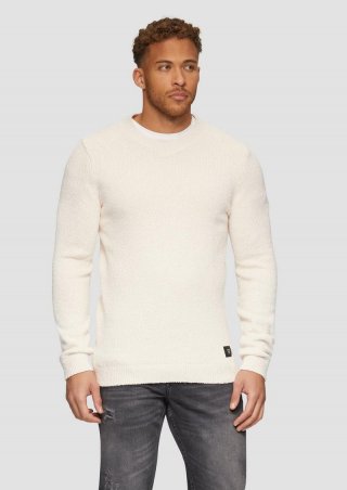 s.Oliver Strukturierter Baumwollpullover mit V-Ausschnitt - helles sand s.Oliver Strukturierter Baumwollpullover mit V-Ausschnitt - helles sand