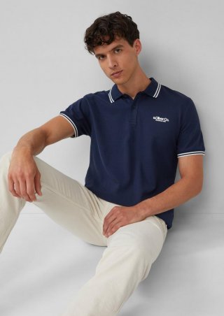s.Oliver Piqué-Poloshirt mit Kontrastdetails und Logo - tiefblau s.Oliver Piqué-Poloshirt mit Kontrastdetails und Logo - tiefblau