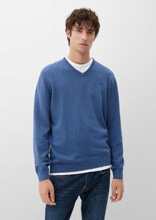 s.Oliver Feinstrickpulli mit V-Ausschnitt - tiefblau s.Oliver Feinstrickpulli mit V-Ausschnitt - tiefblau