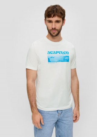 s.Oliver Baumwoll-T-Shirt mit frontseitigem Artwork-Print - weiß s.Oliver Baumwoll-T-Shirt mit frontseitigem Artwork-Print - weiß