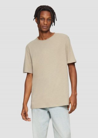 s.Oliver Baumwollshirt mit Rollkante und Flammgarnstruktur - beige s.Oliver Baumwollshirt mit Rollkante und Flammgarnstruktur - beige