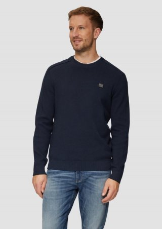 s.Oliver Strickpullover mit Nahtdetails und Logo - navy s.Oliver Strickpullover mit Nahtdetails und Logo - navy