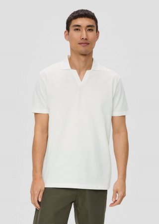 s.Oliver Poloshirt aus Baumwolle mit offenem Kragen - weiß s.Oliver Poloshirt aus Baumwolle mit offenem Kragen - weiß