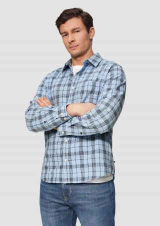 s.Oliver Regular Fit: Kariertes Baumwollhemd aus Seersucker - himmelblau s.Oliver Regular Fit: Kariertes Baumwollhemd aus Seersucker - himmelblau