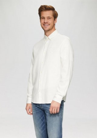 s.Oliver Regular Fit: Strukturiertes Baumwollhemd mit Button-down-Kragen - weiß s.Oliver Regular Fit: Strukturiertes Baumwollhemd mit Button-down-Kragen - weiß