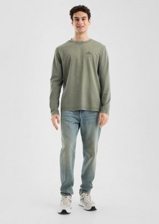 s.Oliver Gewaschenes Langarmshirt aus angerauter Baumwollqualität - olivgrün s.Oliver Gewaschenes Langarmshirt aus angerauter Baumwollqualität - olivgrün