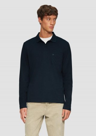 s.Oliver Softes Langarm-Poloshirt mit Brusttasche - navy s.Oliver Softes Langarm-Poloshirt mit Brusttasche - navy