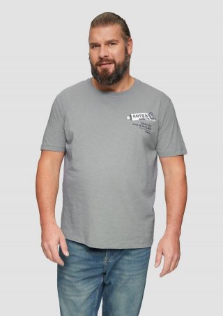 s.Oliver Baumwoll-T-Shirt mit Frontprint und Flammgarnstruktur - schiefergrau s.Oliver Baumwoll-T-Shirt mit Frontprint und Flammgarnstruktur - schiefergrau