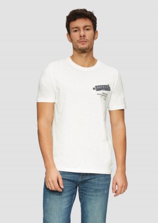 s.Oliver Baumwoll-T-Shirt mit Frontprint und Flammgarnstruktur - weiß s.Oliver Baumwoll-T-Shirt mit Frontprint und Flammgarnstruktur - weiß