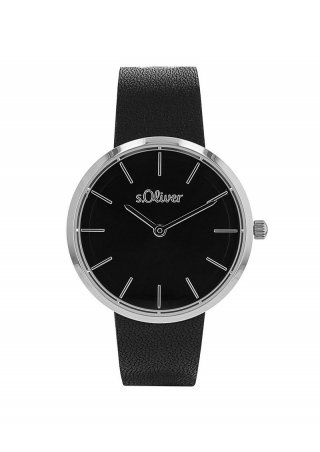 s.Oliver Elegante Uhr mit Lederarmband - schwarz s.Oliver Elegante Uhr mit Lederarmband - schwarz