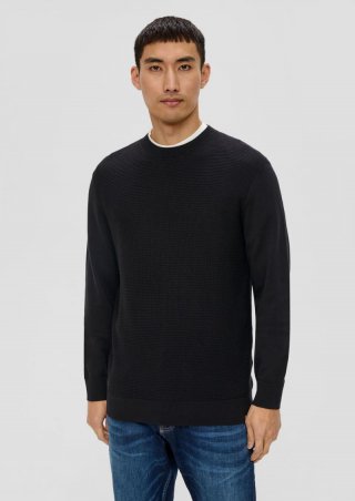 s.Oliver Strickpullover mit Waffelpiqué-Muster - schwarz s.Oliver Strickpullover mit Waffelpiqué-Muster - schwarz