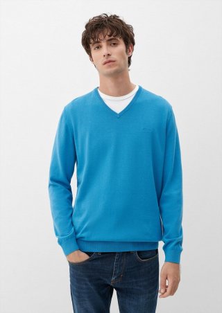 s.Oliver Feinstrickpulli mit V-Ausschnitt - pastelltürkis s.Oliver Feinstrickpulli mit V-Ausschnitt - pastelltürkis