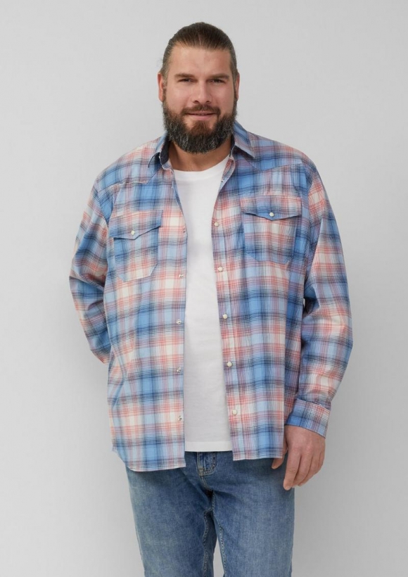 s.Oliver Regular Fit: Kariertes Hemd im Western-Style - hellblau s.Oliver Regular Fit: Kariertes Hemd im Western-Style - hellblau