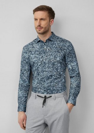 s.Oliver Tailored Fit: Gemustertes Hemd aus Baumwollstretch - navy s.Oliver Tailored Fit: Gemustertes Hemd aus Baumwollstretch - navy