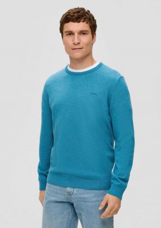 s.Oliver Strickpullover mit Logo-Stickerei - türkisblau s.Oliver Strickpullover mit Logo-Stickerei - türkisblau