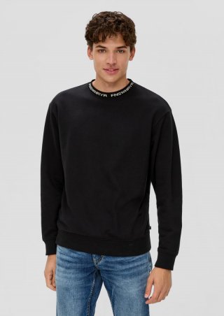 s.Oliver Sweatshirt mit Jacquard-Blende - schwarz s.Oliver Sweatshirt mit Jacquard-Blende - schwarz